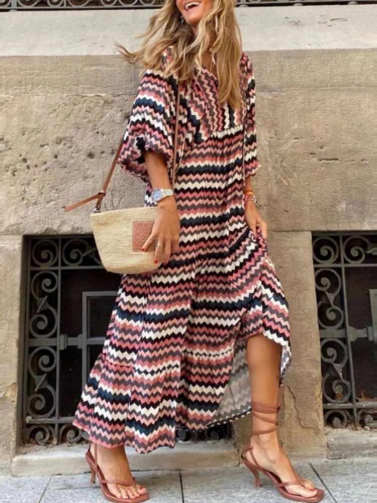 Puff Sleeve Tiered Maxi Dress