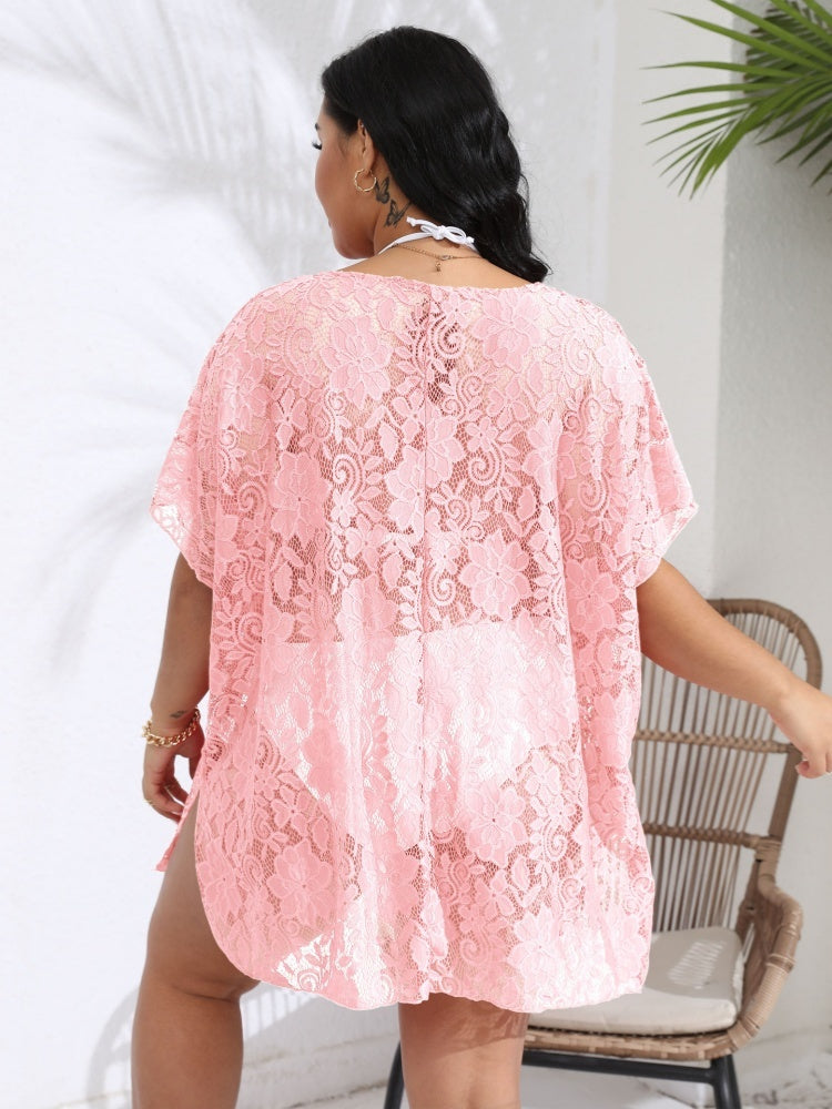 Lace Cut-Out V-Neck Dress Cover-Up