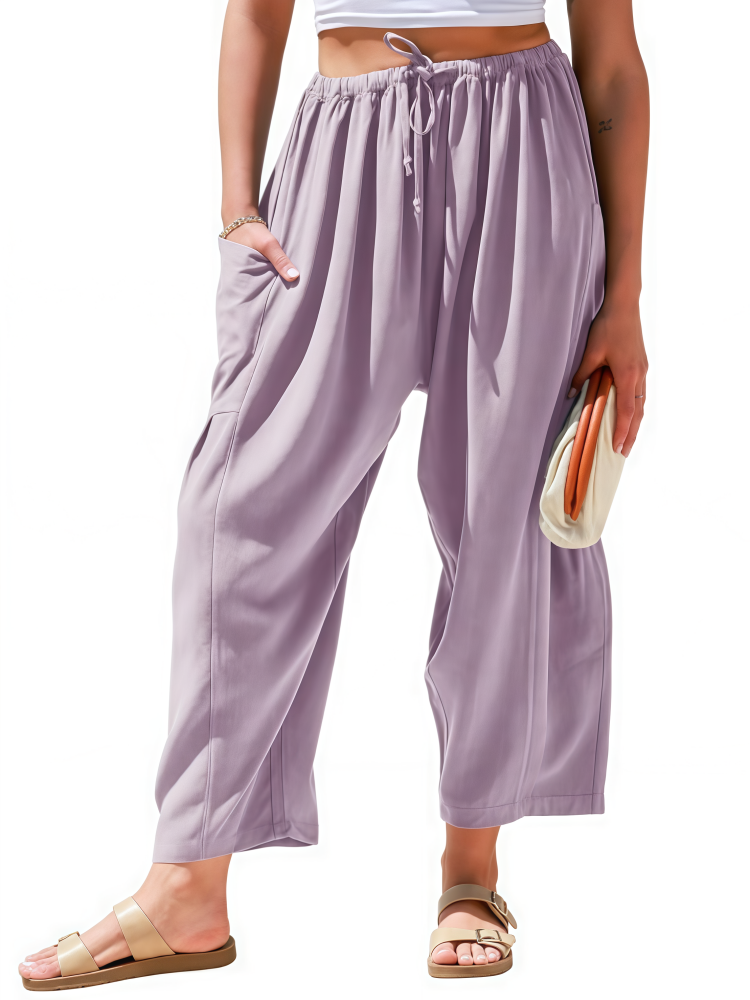 Casual Linen Blend Wide Leg Pants