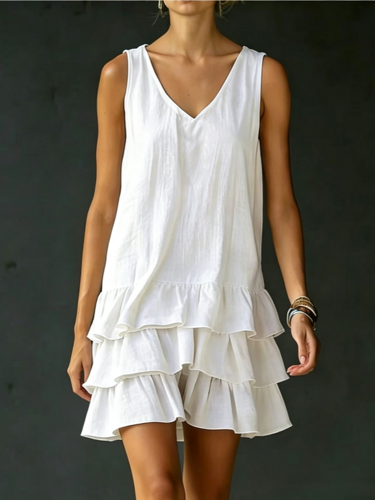 Fashionable loose-fitting casual solid color vest dress