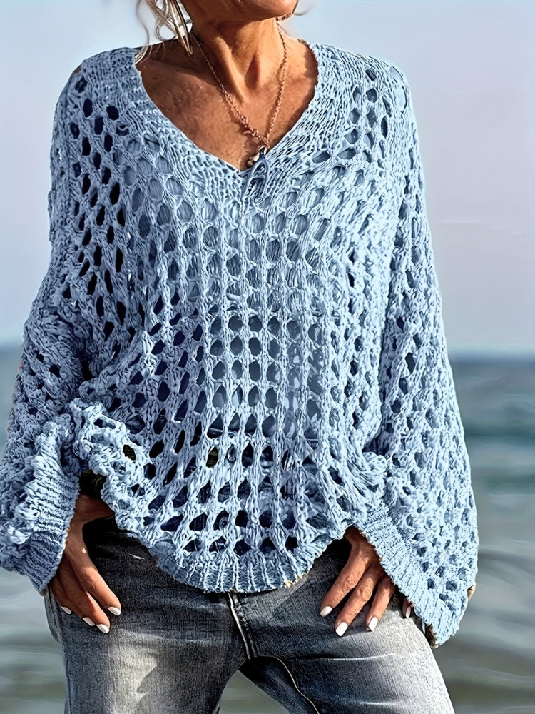 Loose Openwork Long Sleeve Sweater
