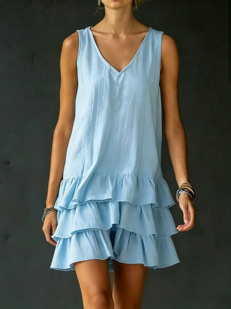 Fashionable loose-fitting casual solid color vest dress
