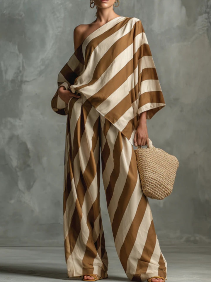 Batwing Sleeve Top &amp; Wide Leg Pants Set