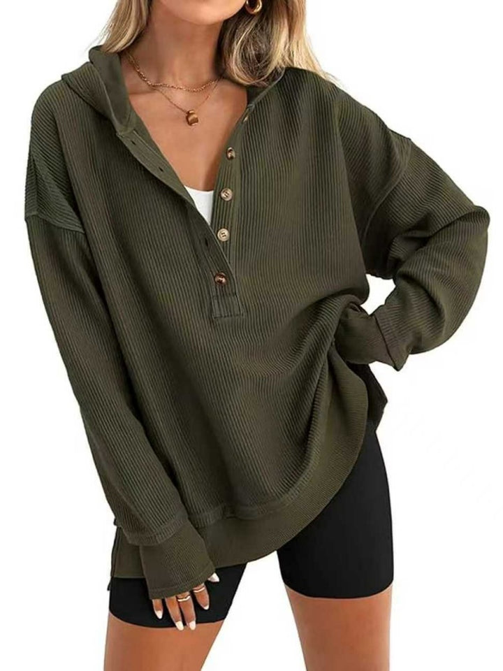 Waffle Knit Henley Hoodie