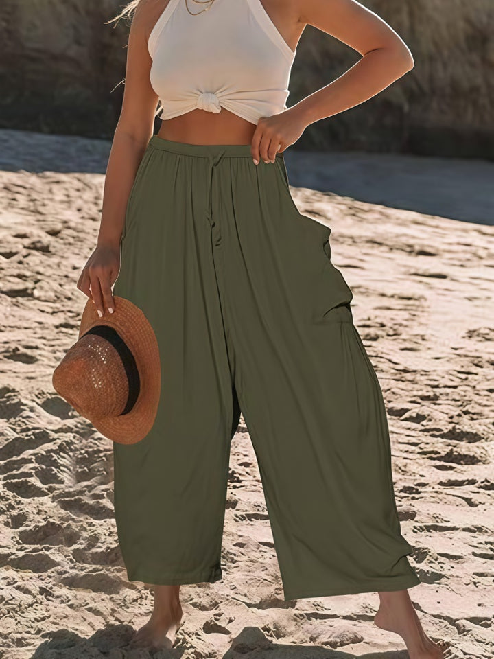 Casual Linen Blend Wide Leg Pants