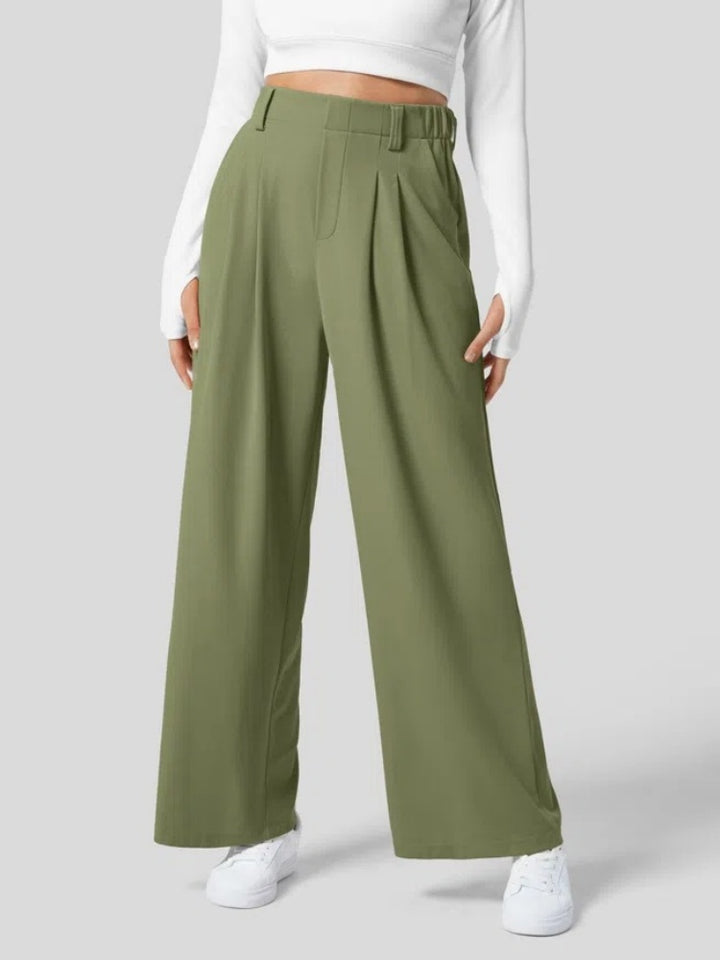 High Waisted Pleated Wide Leg Pants