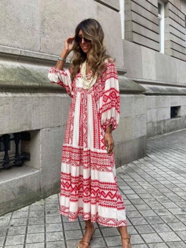 Puff Sleeve Tiered Maxi Dress