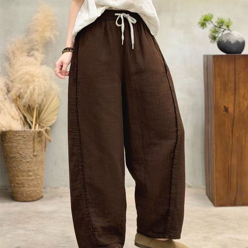 Retro drawstring curved blade style loose casual pants