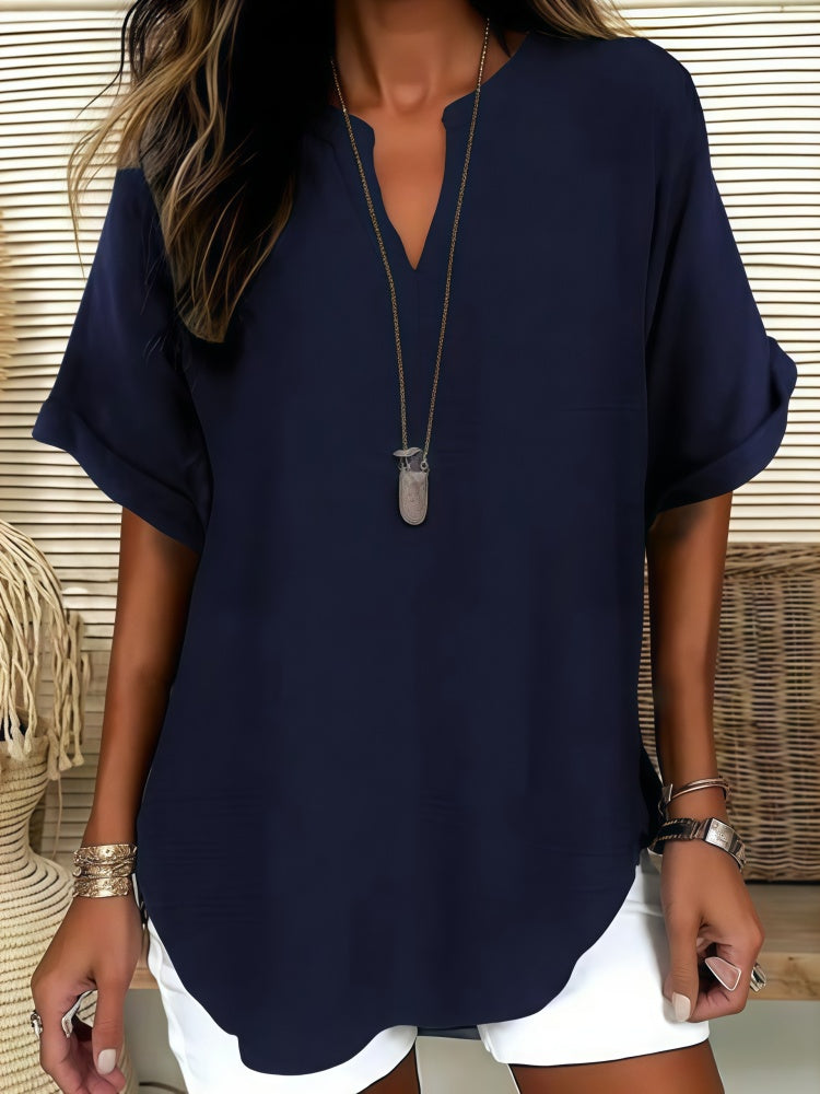 Fashionable printed V-neck short-sleeved T-shirt/shirt