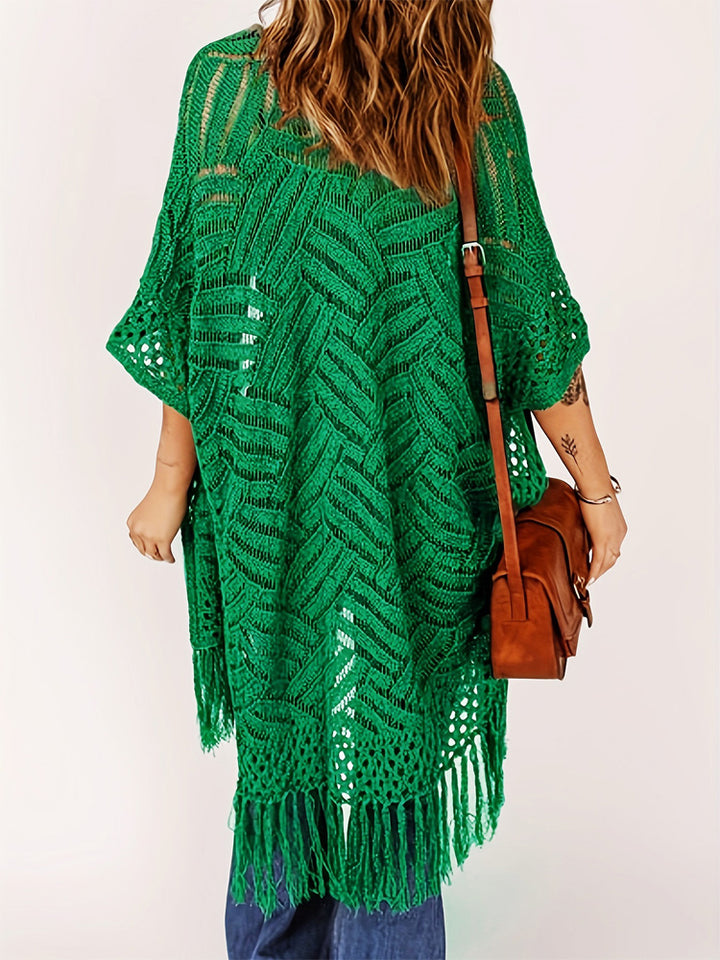 Beach vacation sun protection knitted tassel cover-up