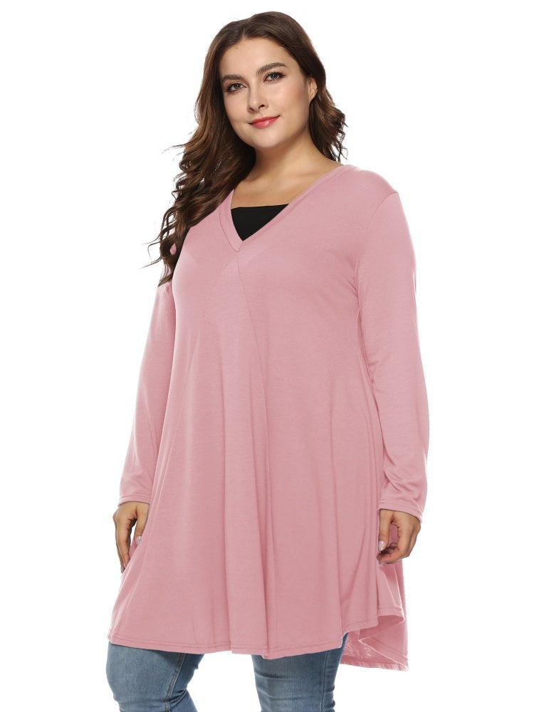 V-neck long-sleeve dress