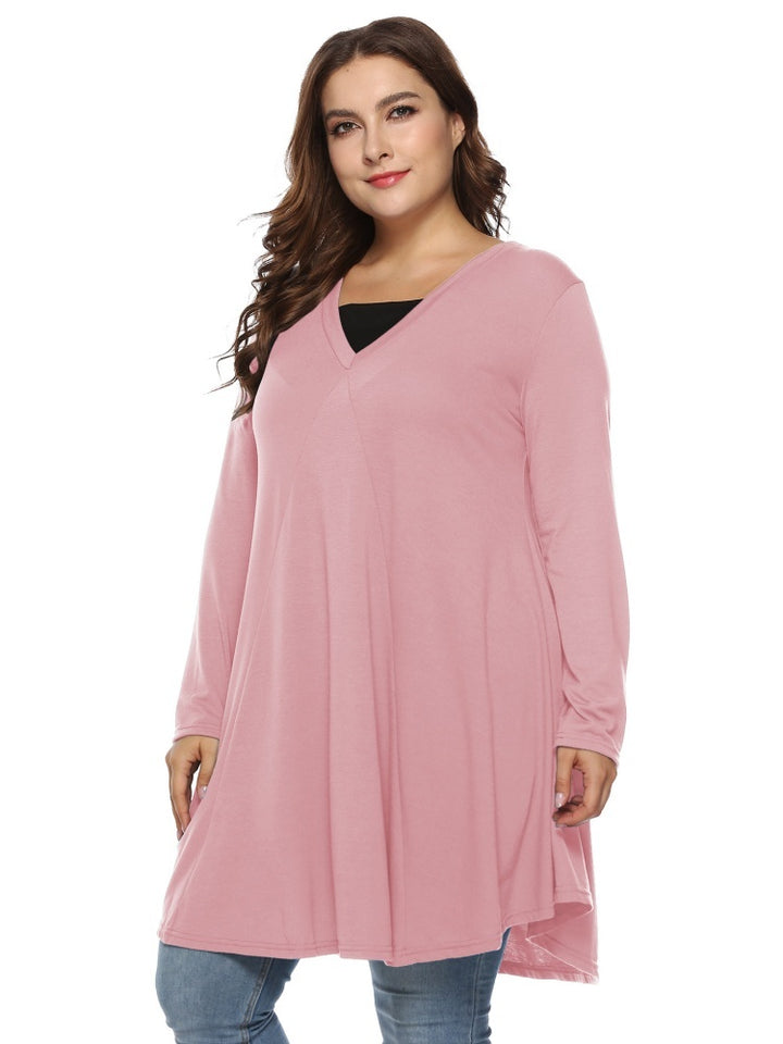 V-neck long-sleeve dress
