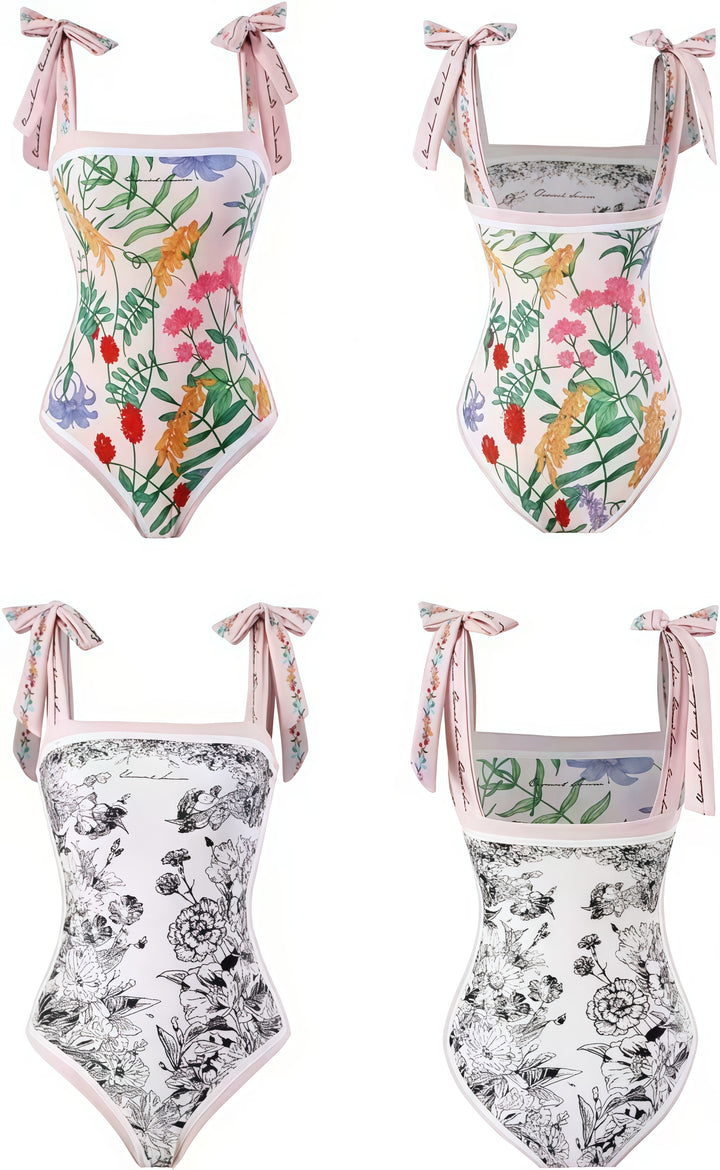 Reversible Floral One-Piece Swimsuit – 2-in-1 Elegant Fit