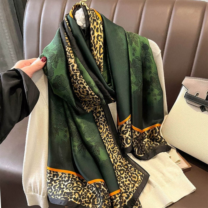 Luxury Floral Print Satin Silk Scarf