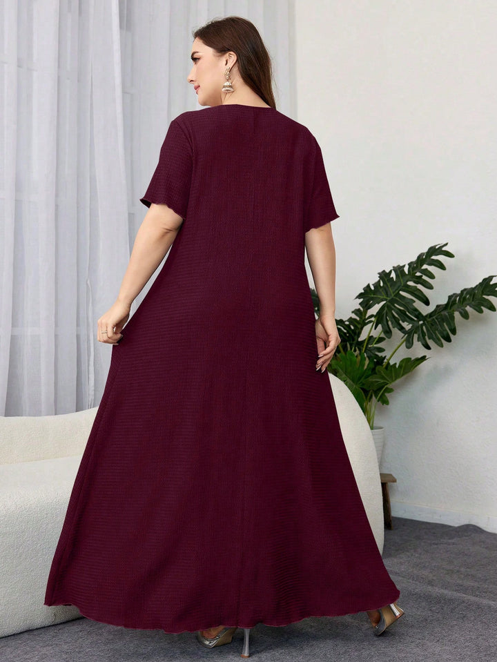 Lace V-neck Simple Solid Color A-line Dress