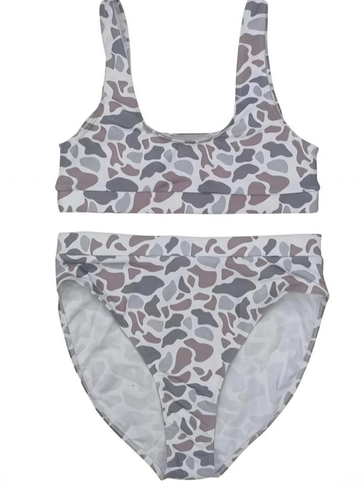 Camo High-Waisted Bikini Set