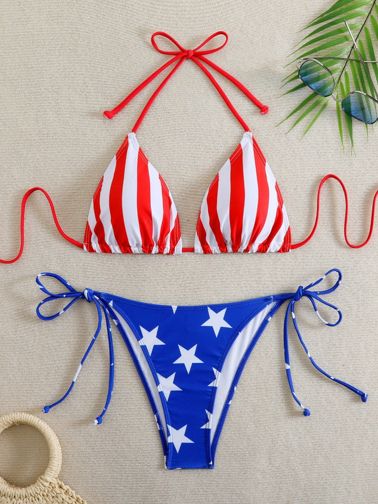 Zebra Triangle Tie-Side Bikini Set