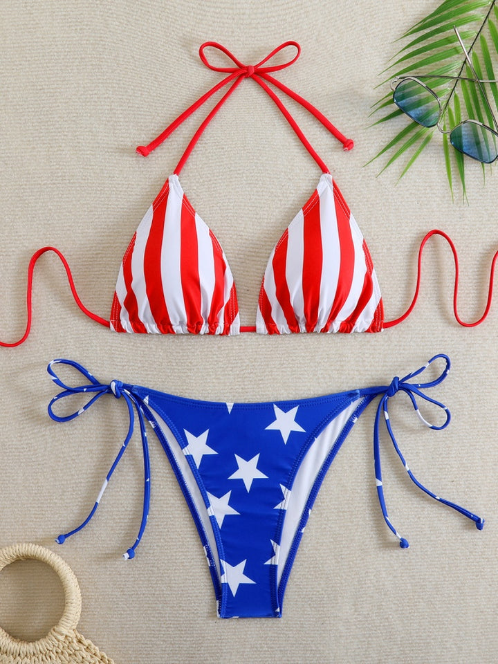 Zebra Triangle Tie-Side Bikini Set