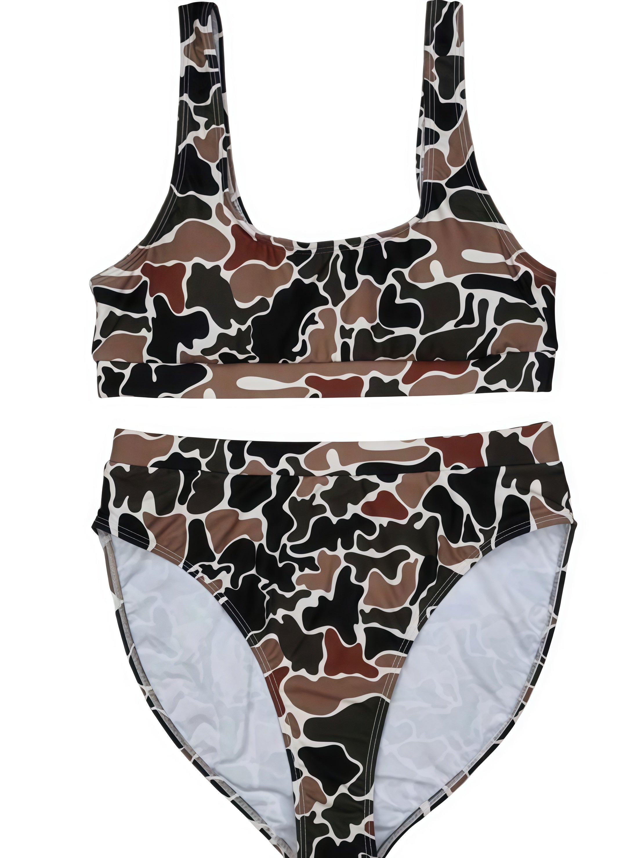 Urban Camo High-Waist Bikini – Sporty & Chic Swimwear