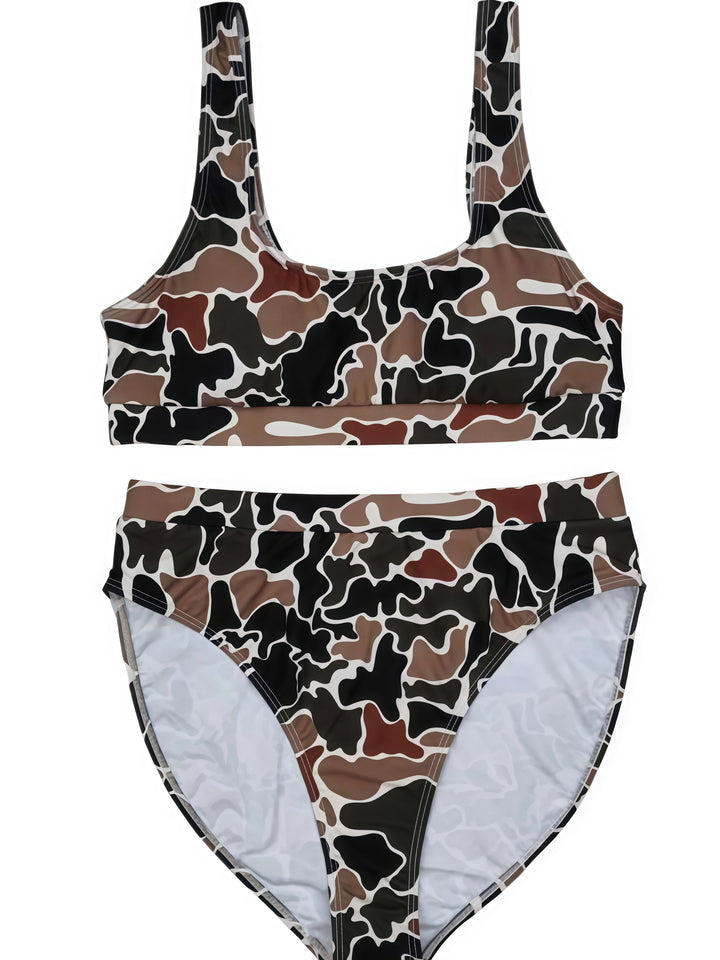 Camo High-Waisted Bikini Set