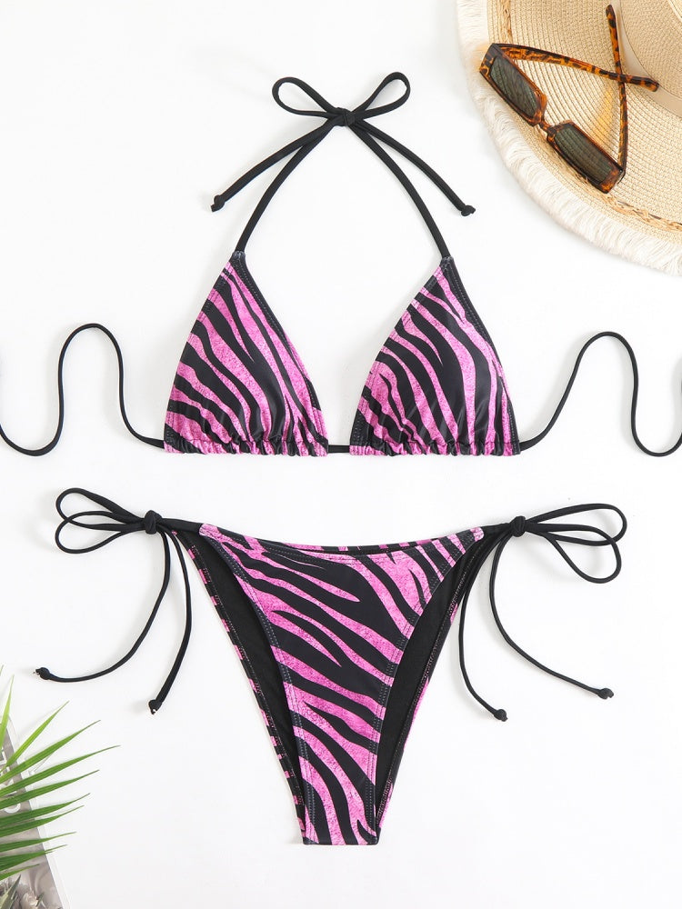 Zebra Triangle Tie-Side Bikini Set
