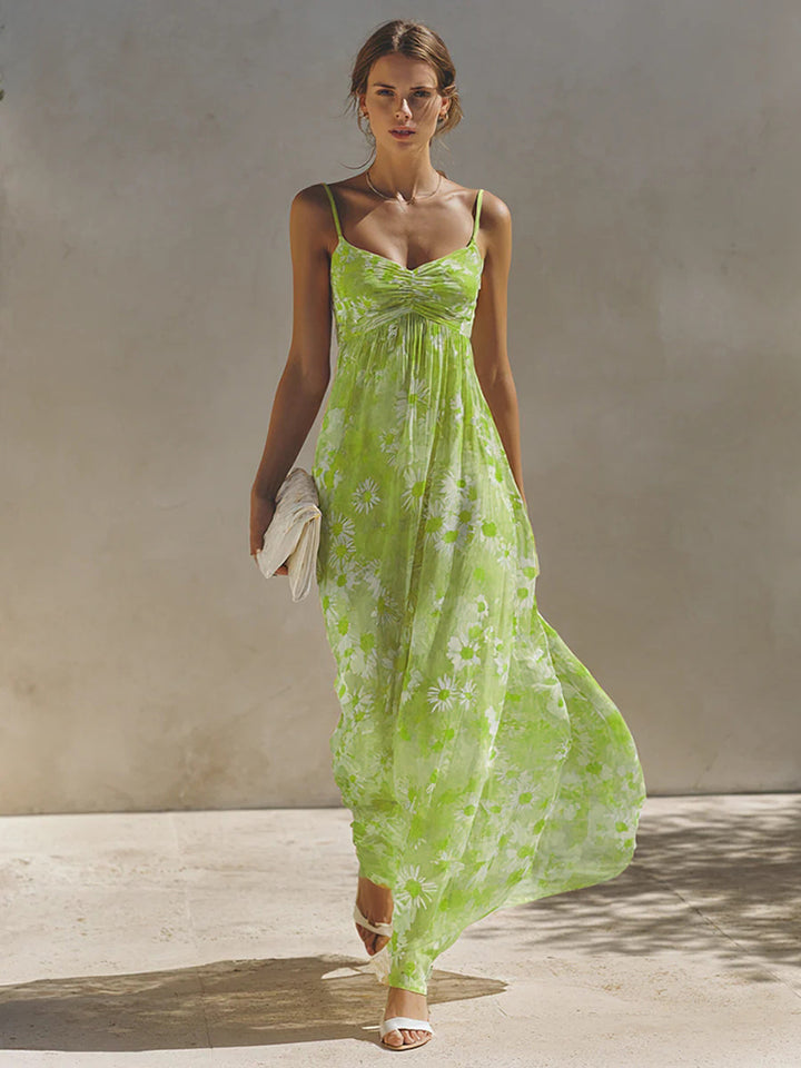 Elegant Resort-Style Floral Strap Loose Dresses