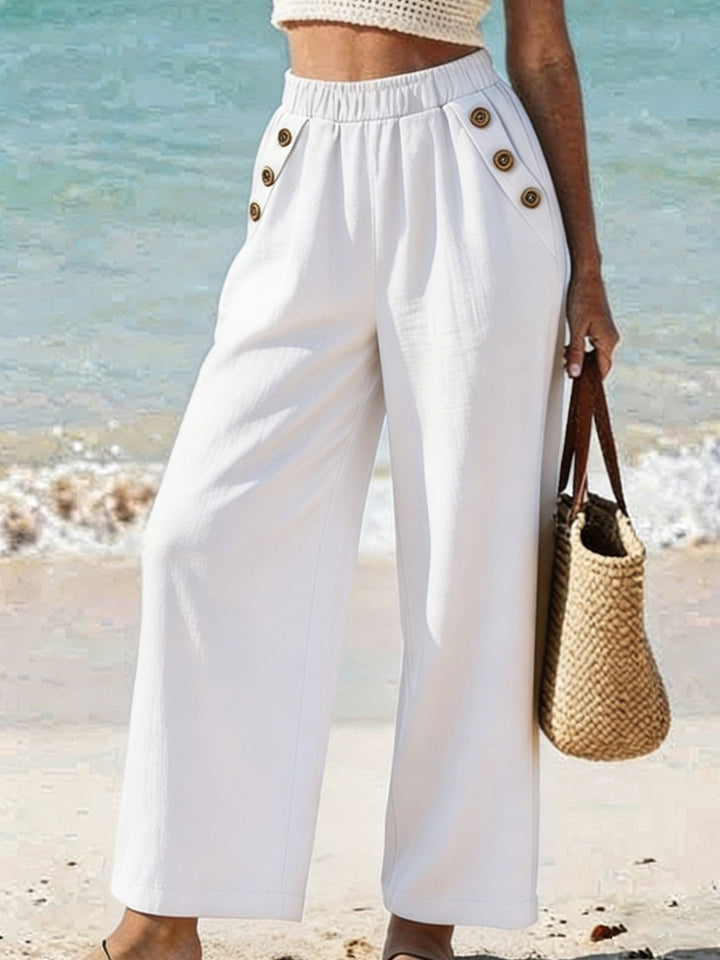Women’s High-Waisted Wide-Leg Button Pants