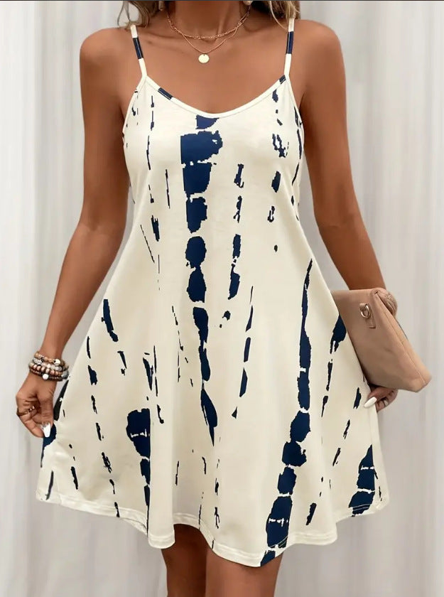 Casual printed loose-fitting loungewear sundress