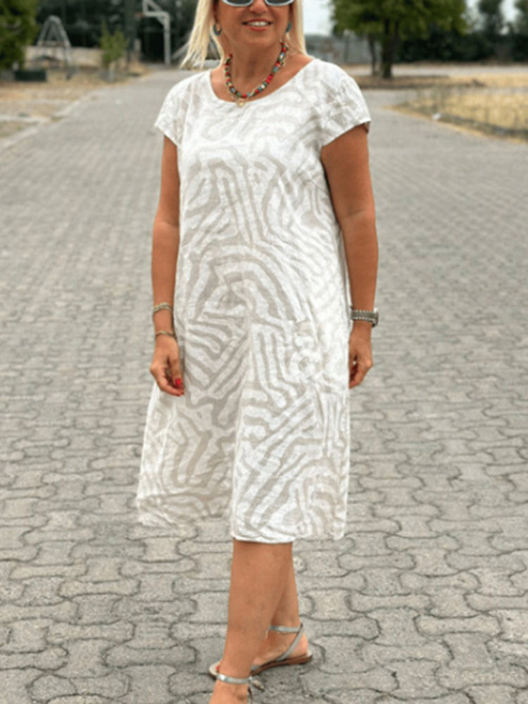 Bohemian Resort Style Round Neck Leopard Print Dress