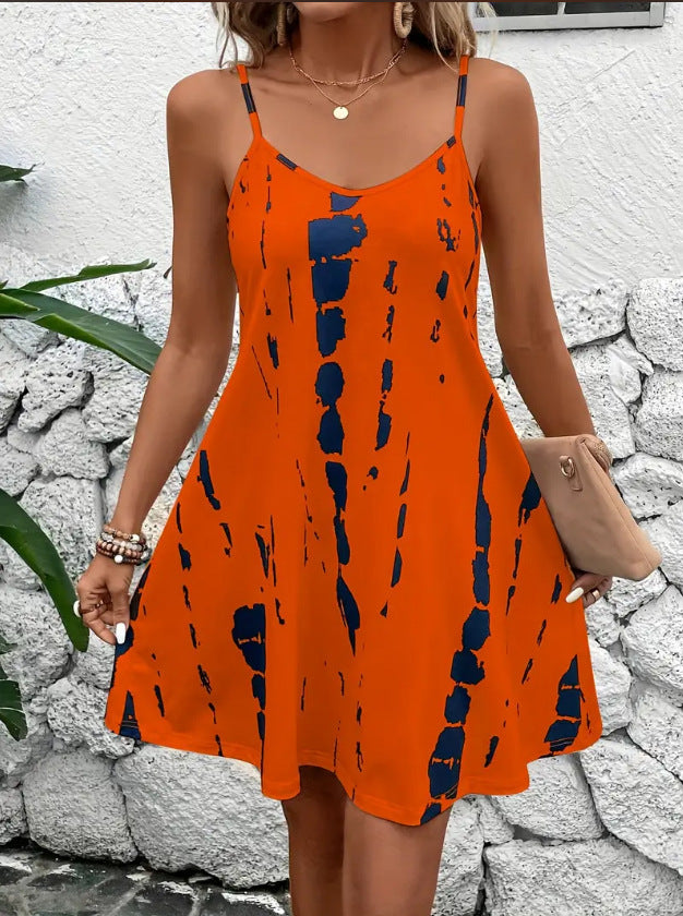 Casual printed loose-fitting loungewear sundress
