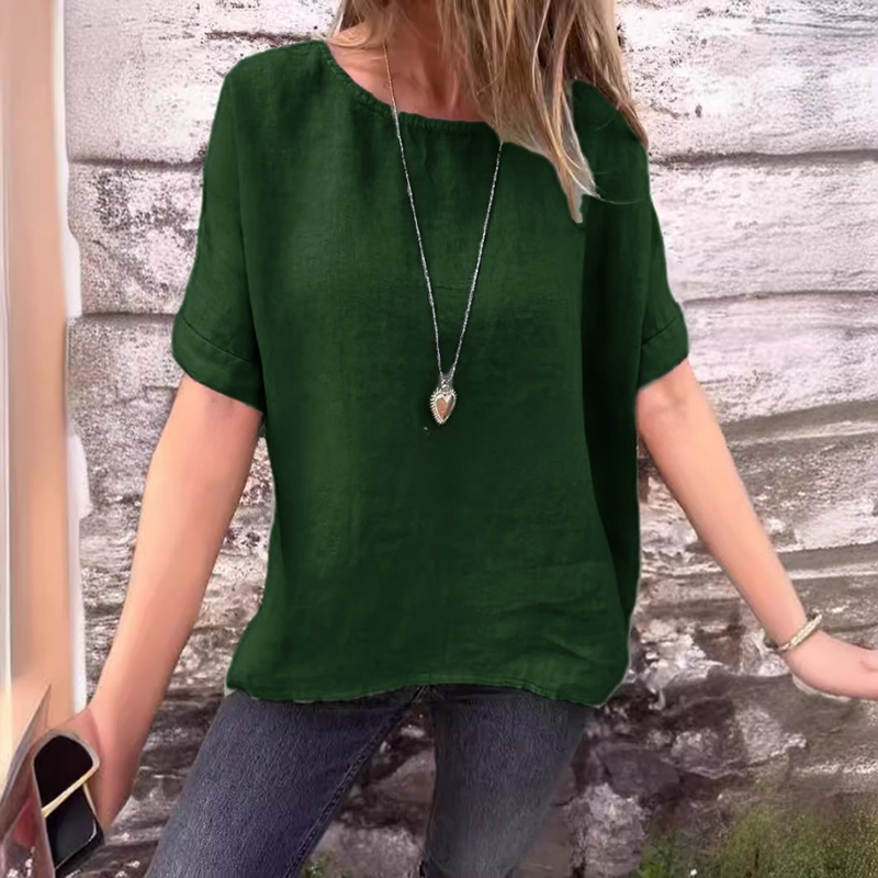Women’s Linen-Cotton Crew-Neck Tee