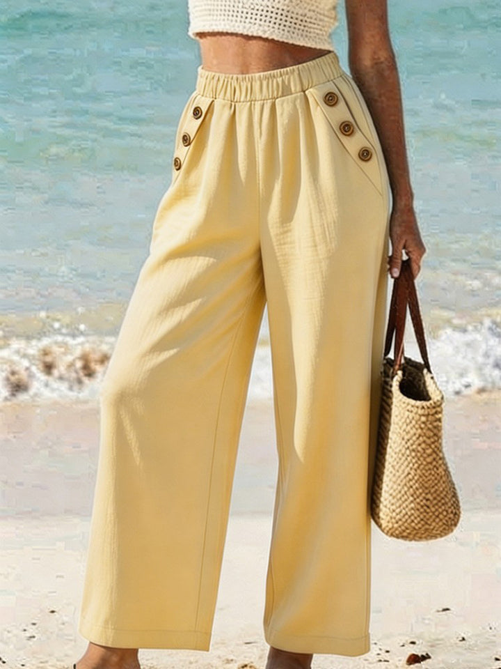 Women’s High-Waisted Wide-Leg Button Pants