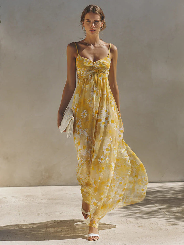 Elegant Resort-Style Floral Strap Loose Dresses