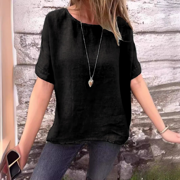 Women’s Linen-Cotton Crew-Neck Tee