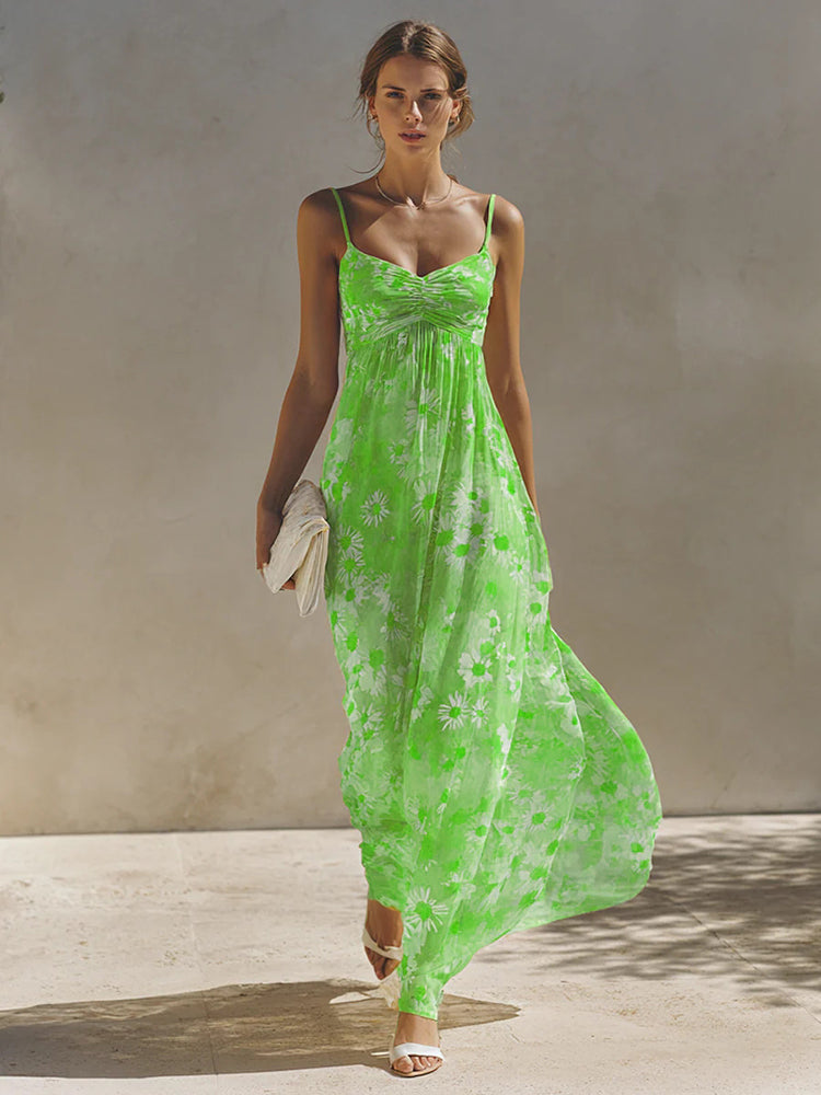 Elegant Resort-Style Floral Strap Loose Dresses