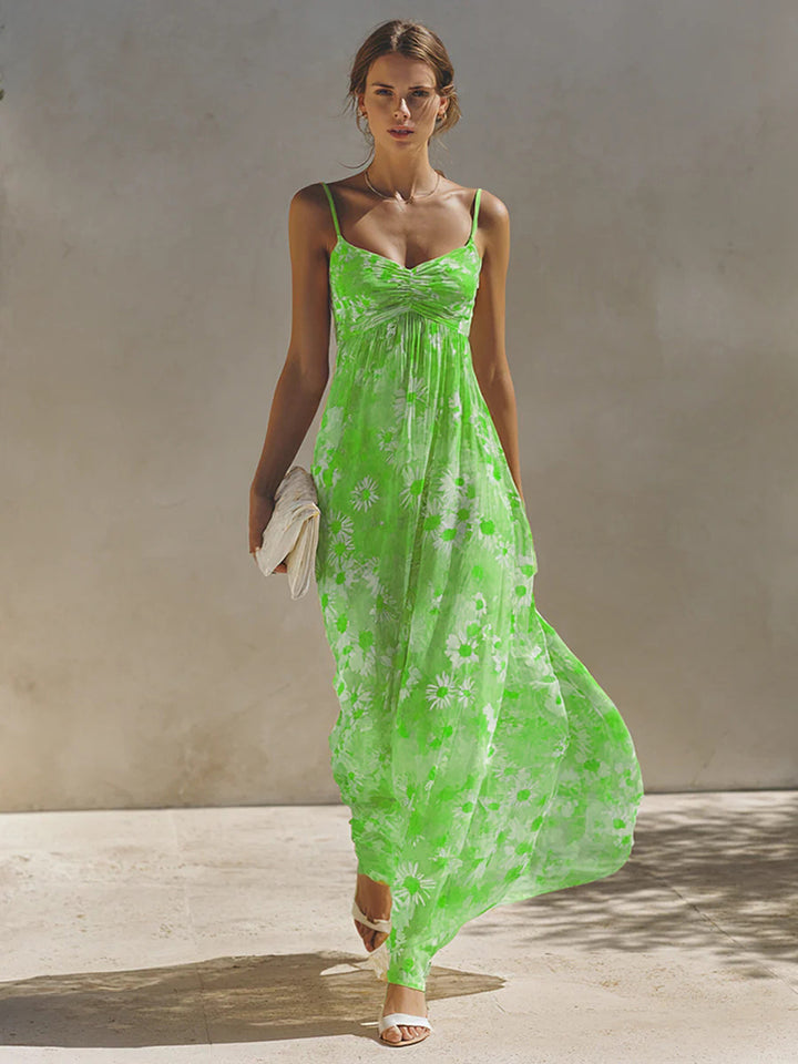 Elegant Resort-Style Floral Strap Loose Dresses