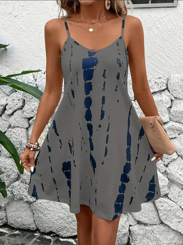 Casual printed loose-fitting loungewear sundress