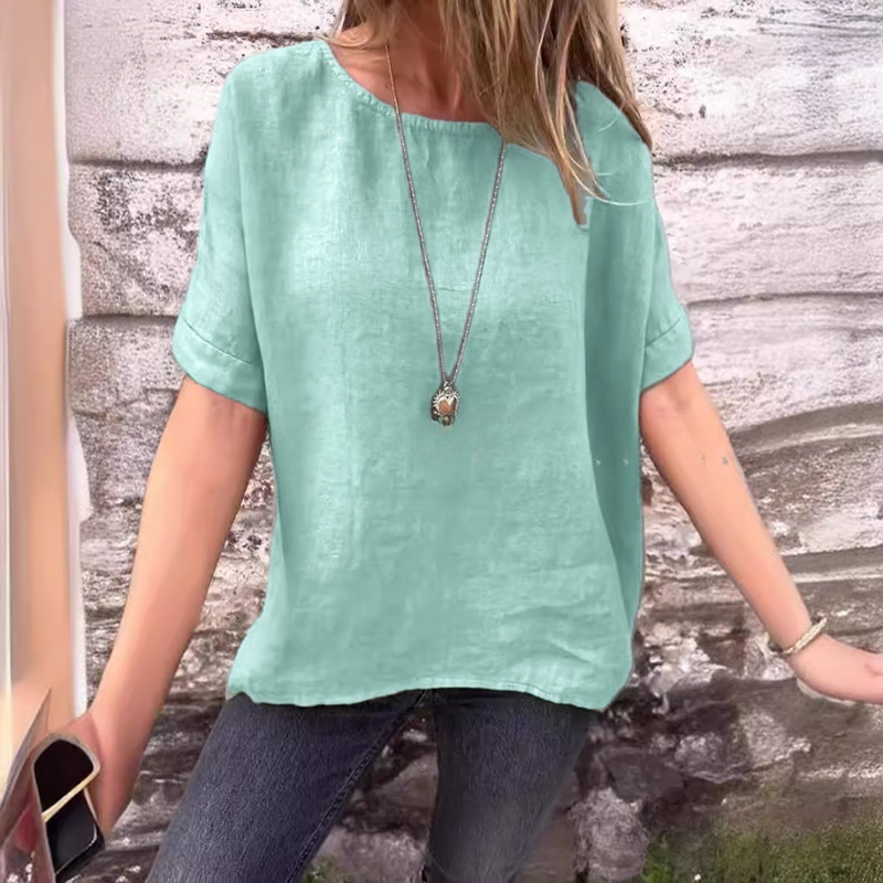 Women’s Linen-Cotton Crew-Neck Tee