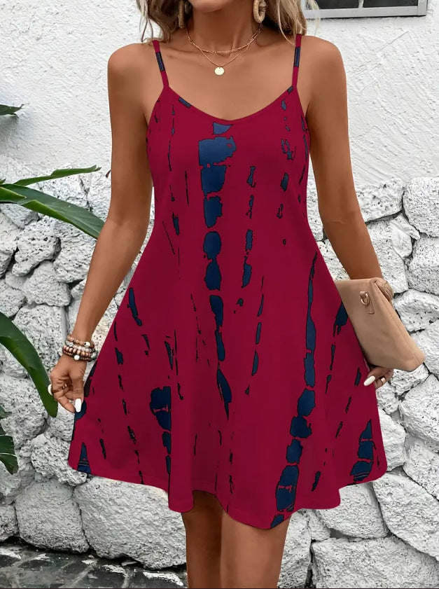 Casual printed loose-fitting loungewear sundress