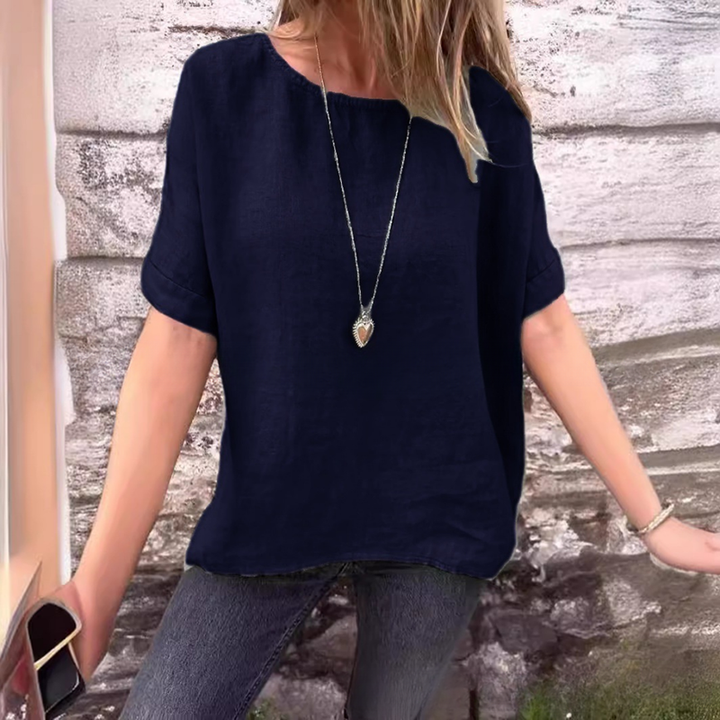 Women’s Linen-Cotton Crew-Neck Tee