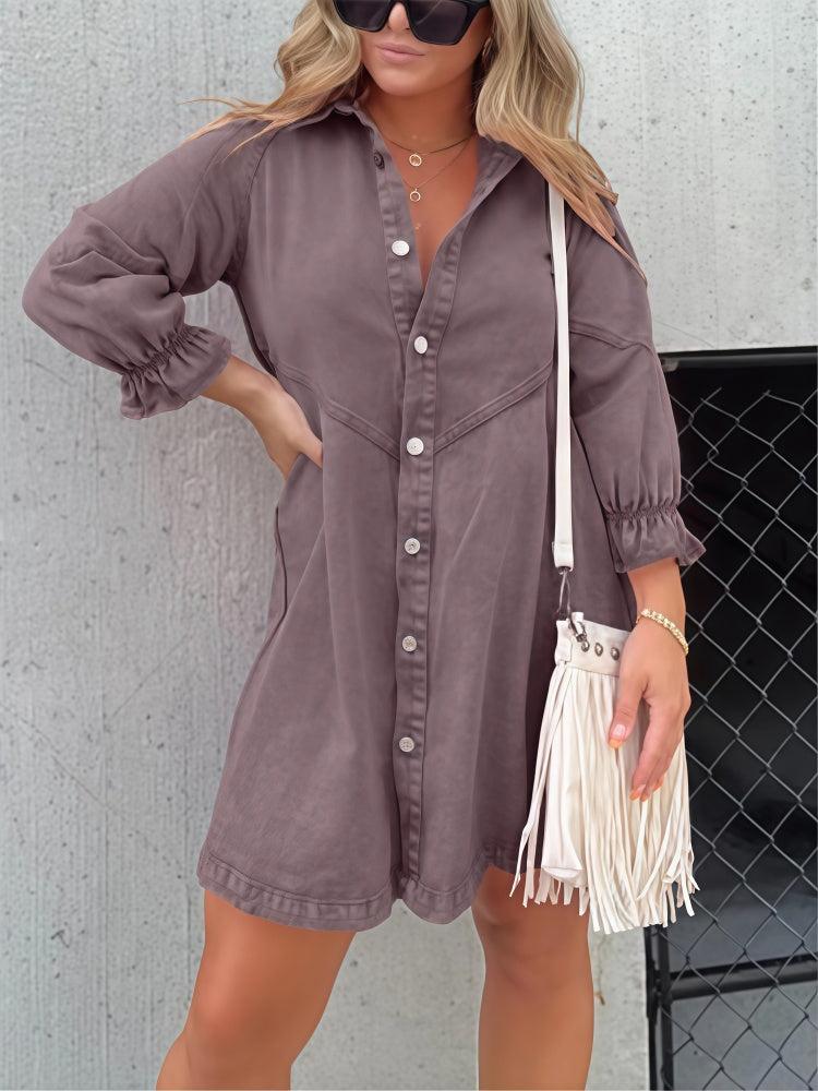 Washed Denim Shirt Dress