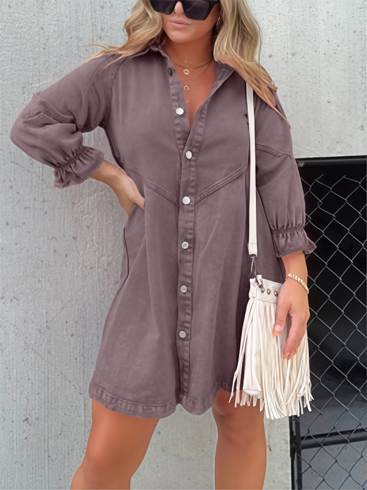 Washed Denim Shirt Dress