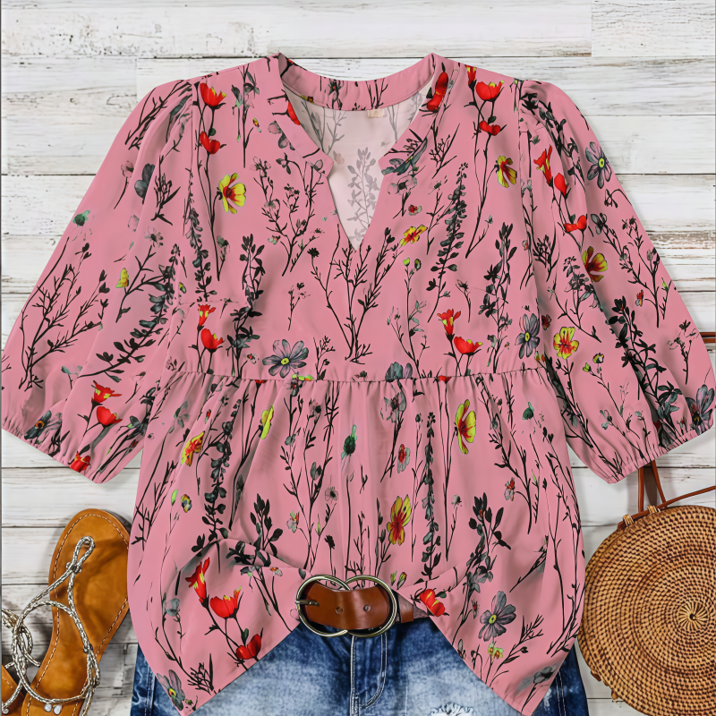 Casual Puff Sleeve Tunic Top