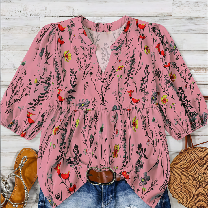 Casual Puff Sleeve Tunic Top