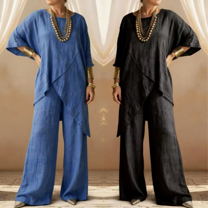 Casual Cotton-Linen Asymmetrical Two-Piece Set