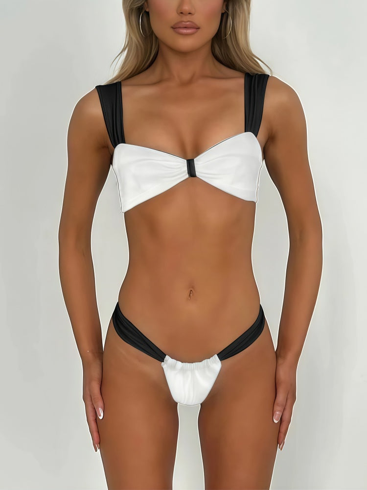 Color Block Bikini Set – Sexy High Cut Two-Piece Swimsuit