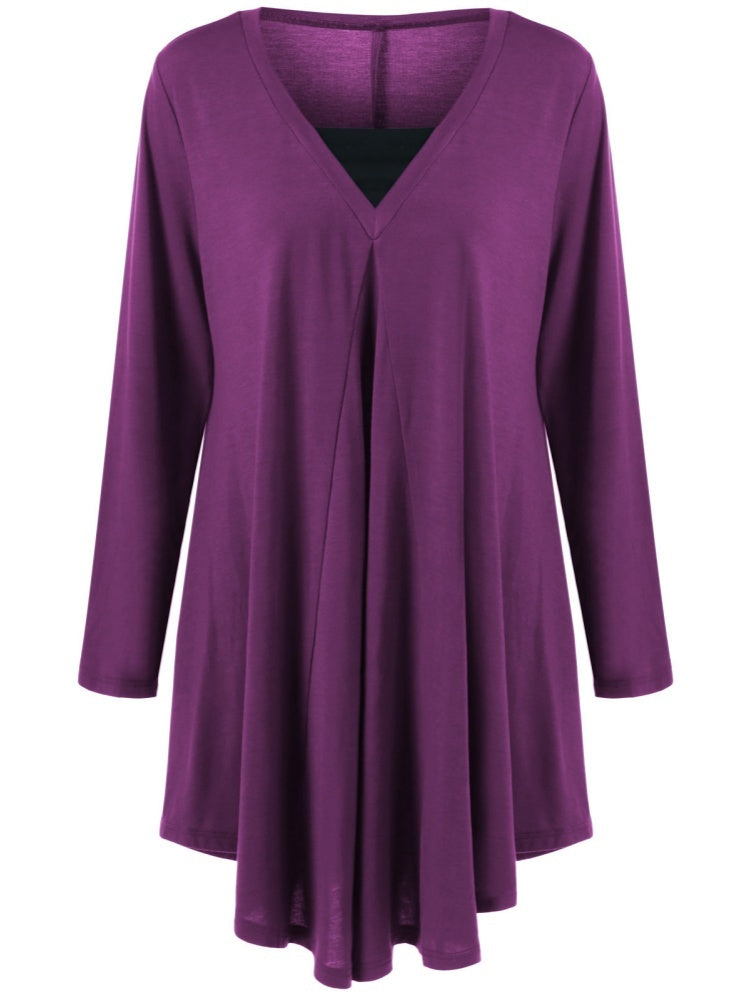 V-neck long-sleeve dress