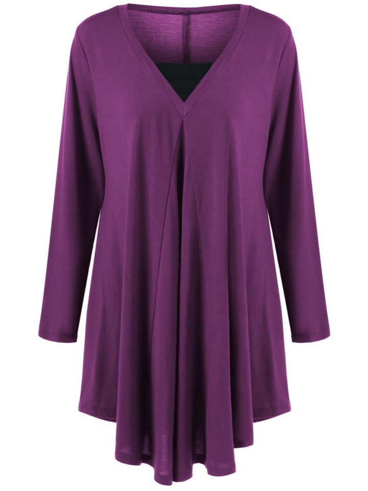 V-neck long-sleeve dress
