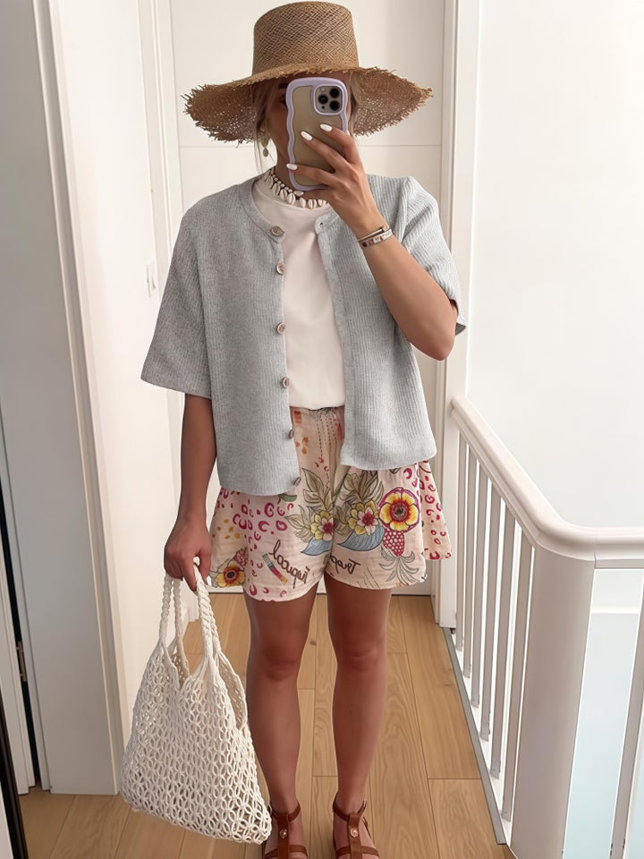 Short Sleeve Knit Cardigan
