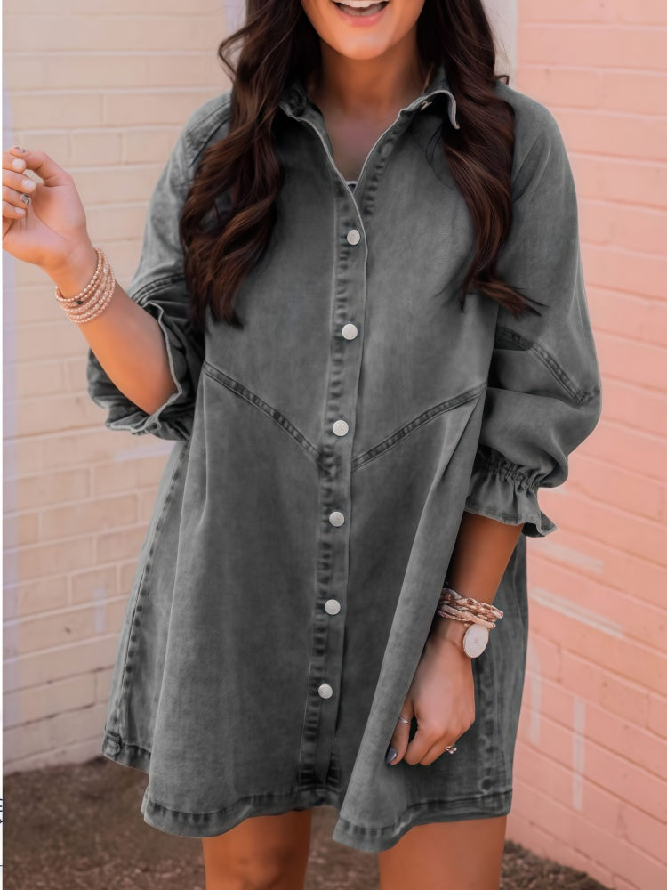 Washed Denim Shirt Dress